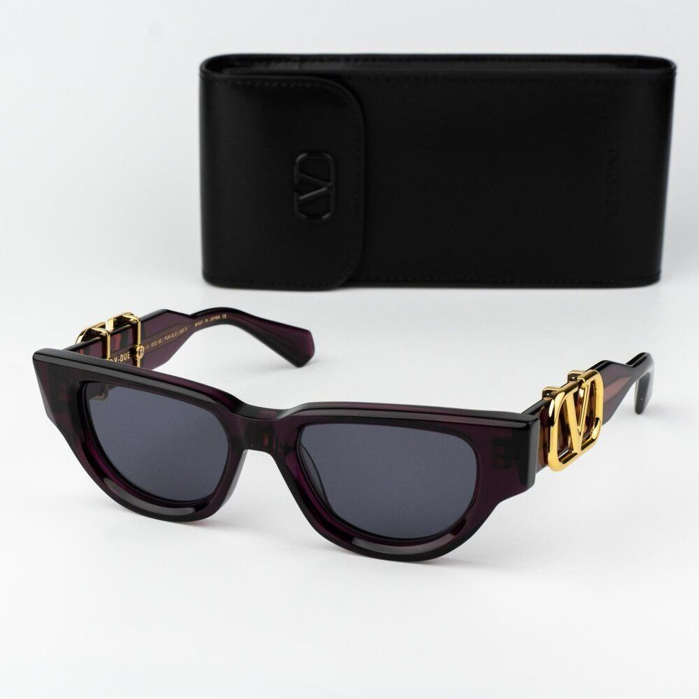 Valentino Women Sunglasses Crystal Purple Grey Cat Eye V - DUE VLS-103D-50